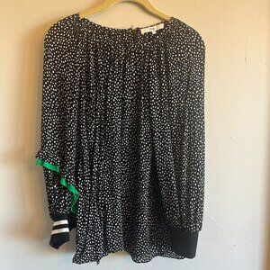 Tibi Black White Micro Dot Long Sleeve Blouse Women’s Size Medium